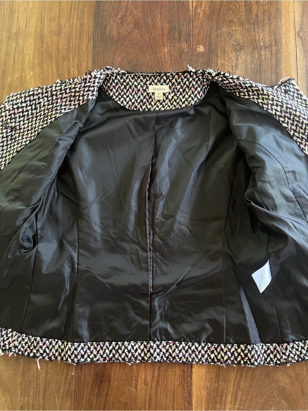 Neiman Marcus Boucle Tweed Jacket Black White M - Picture 7 of 12